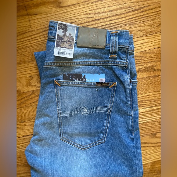 Nudie Jeans 32x36 indigo blench Blue Denim Jeans BNWT - Picture 1 of 1